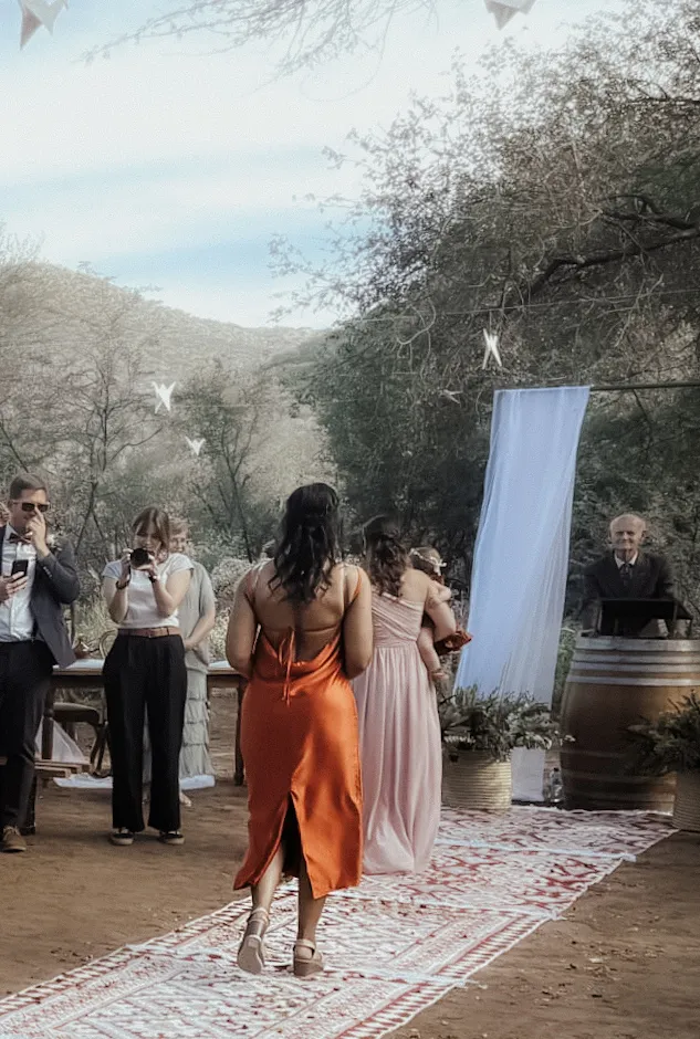 brides-maid walking up the aisle